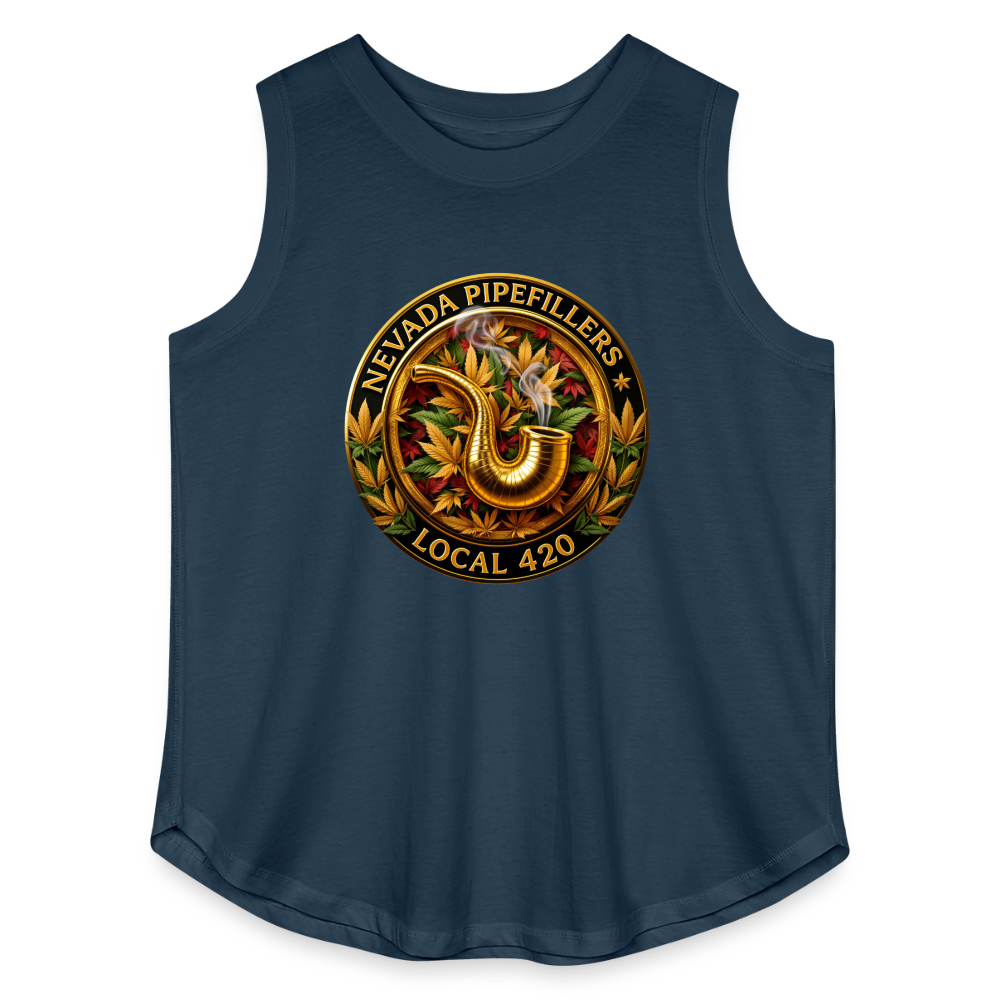 NEVADA PIPEFILLERS LOCAL 420   Women's Curvy Relaxed Tank Top - denim