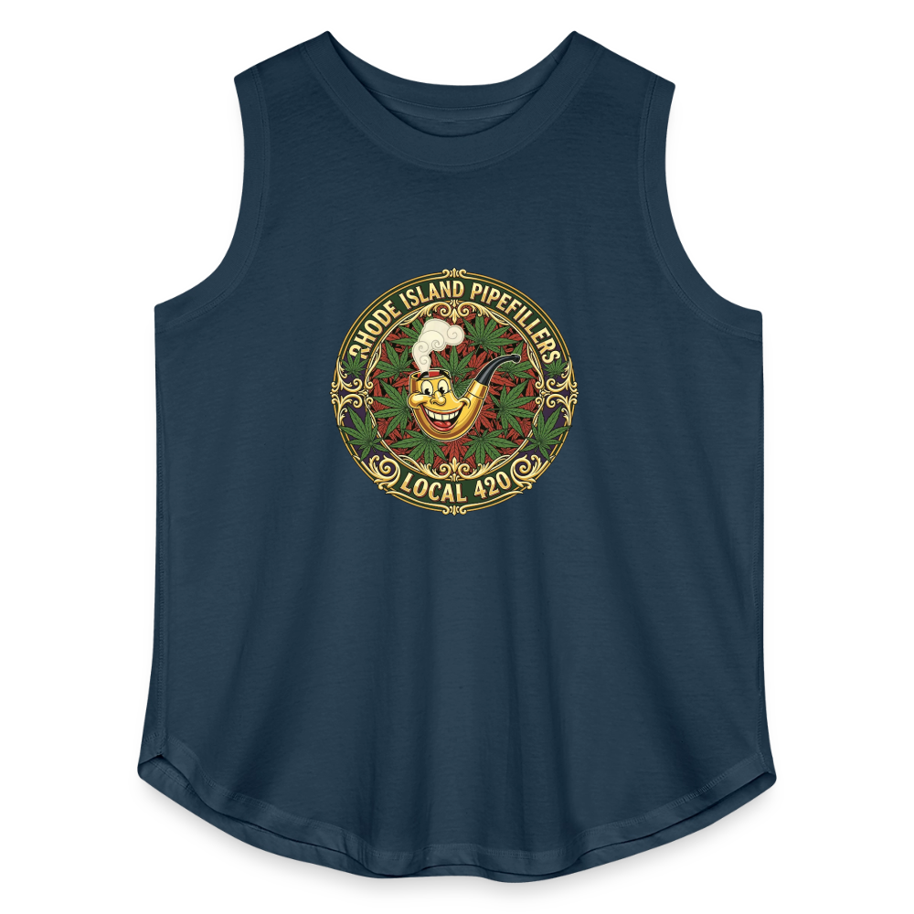 TEXAS PIPEFILLERS LOCAL 420  Women's Curvy Relaxed Tank Top - denim