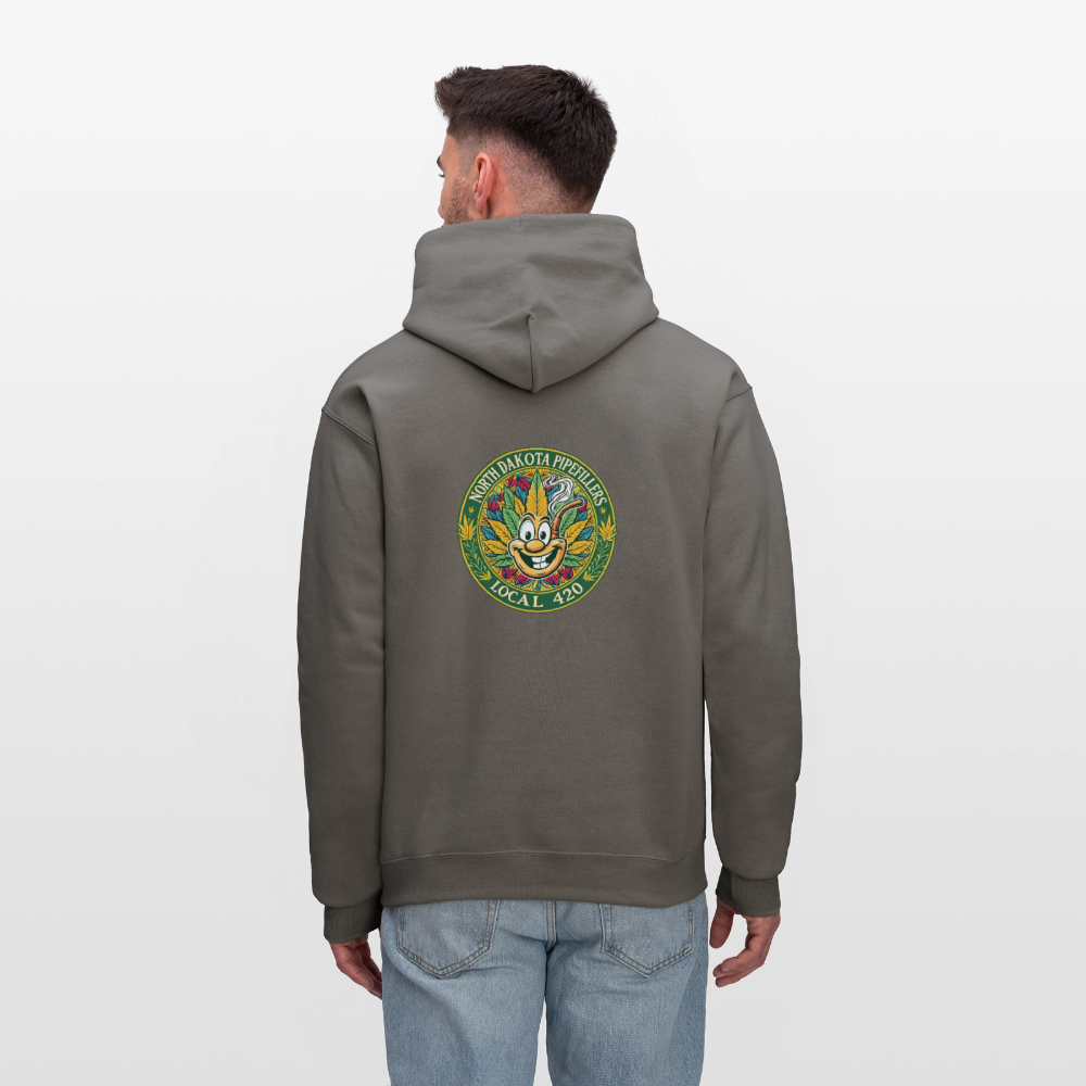 NORTH DAKOTA PIPEFILLERS LOCAL 420 F/B 2 DESIGNS Men's Hoodie - asphalt gray