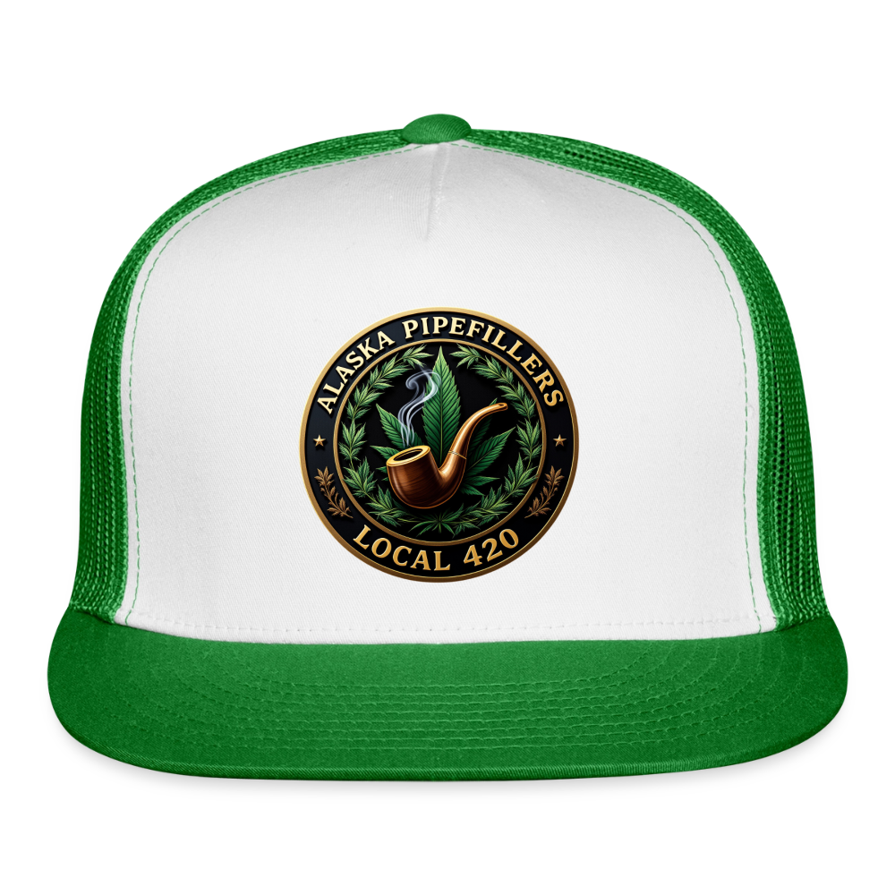 ALASKA PIPEFILLERS LOCAL 420 Trucker Hat - white/kelly green