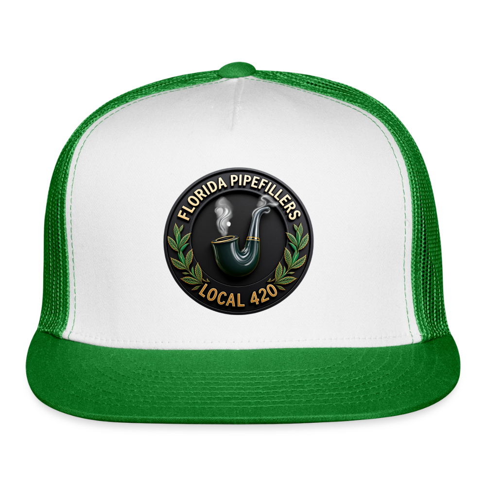 FLORIDA PIPEFILLERS LOCAL 420 Trucker Hat - white/kelly green
