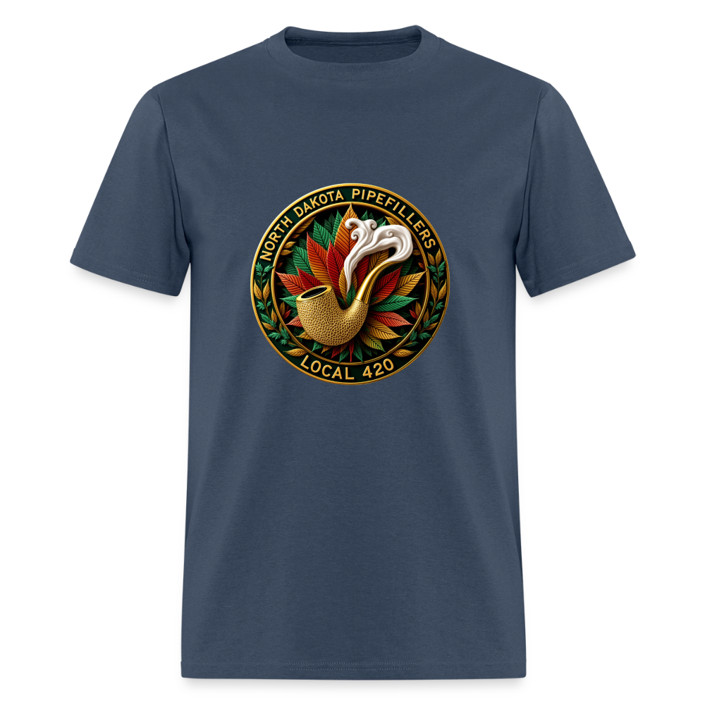 NORTH DAKOTA PIPEFILLERS LOCAL 420 F/B DESIGNS Men's T-Shirt -  blue dusk