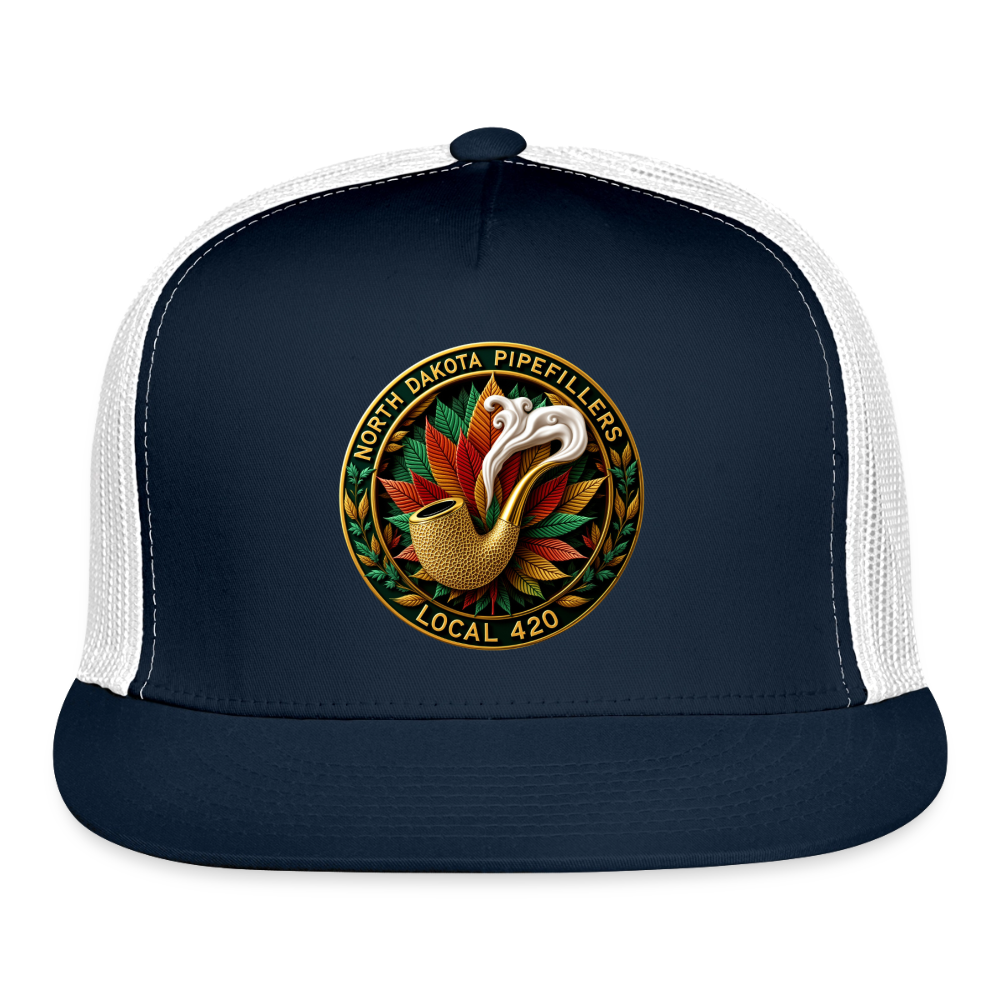 NORTH DAKOTA PIPEFILLERS LOCAL 420 Trucker Hat - navy/white