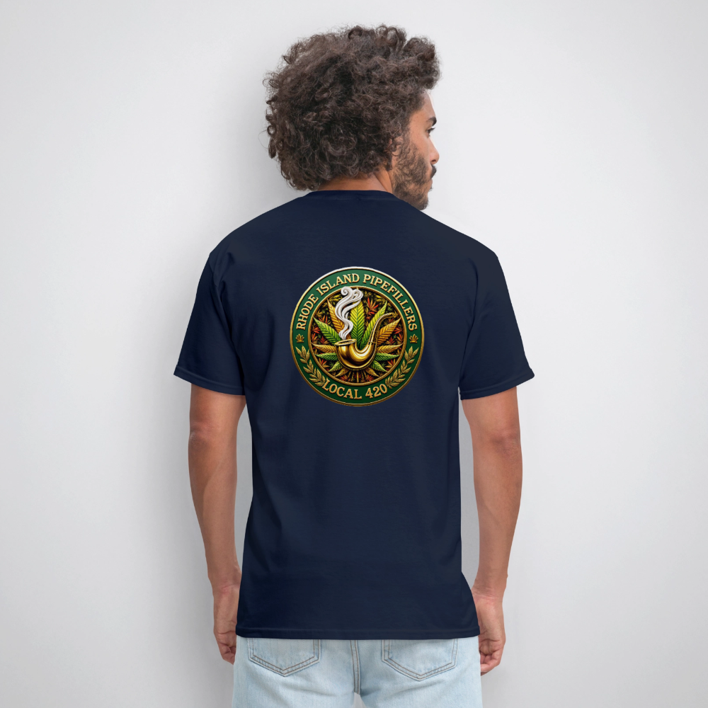 RHODE ISLAND PIPEFILLERS LOCAL 420 F/B DESIGNS Men's T-Shirt - navy