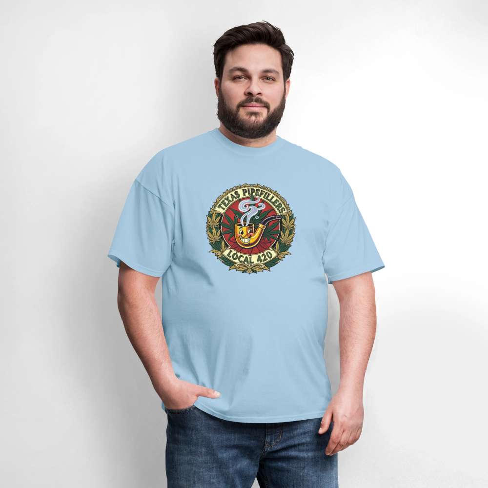 TEXAS PIPEFILLERS LOCAL 420 F.B DESIGN Men's T-Shirt - powder blue