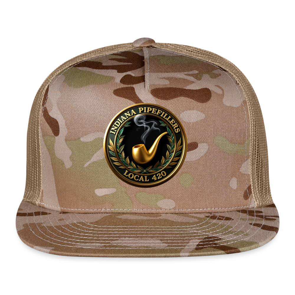 INDIANA PIPEFILLERS LOCAL 420 CAMO Trucker Hat - MultiCam\tan