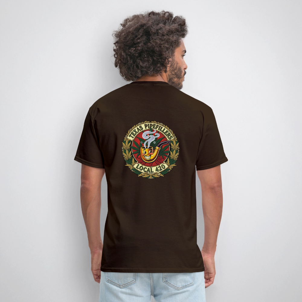 TEXAS PIPEFILLERS LOCAL 420 F.B DESIGN Men's T-Shirt - brown