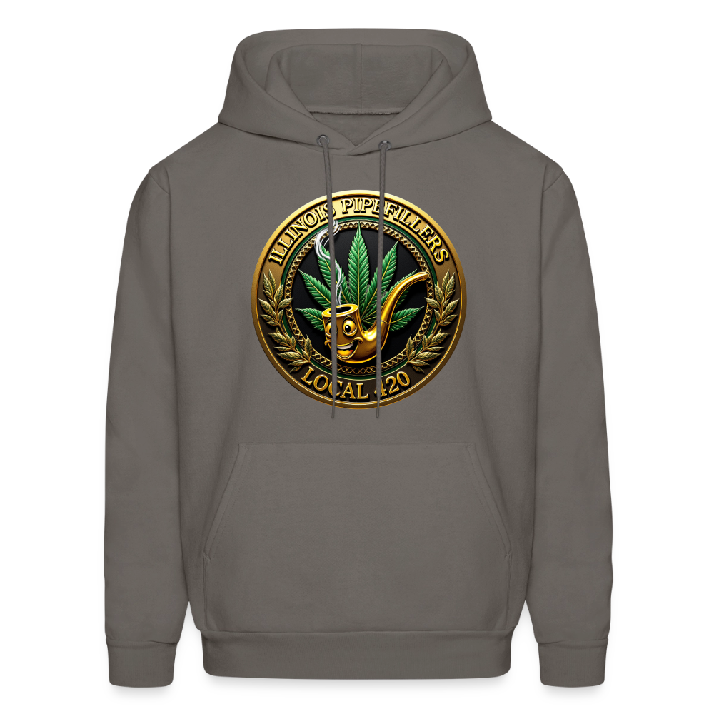 ILLINOIS PIPEFILLERS LOCAL 420 F/B EMBLEMS Men's Hoodie - asphalt gray