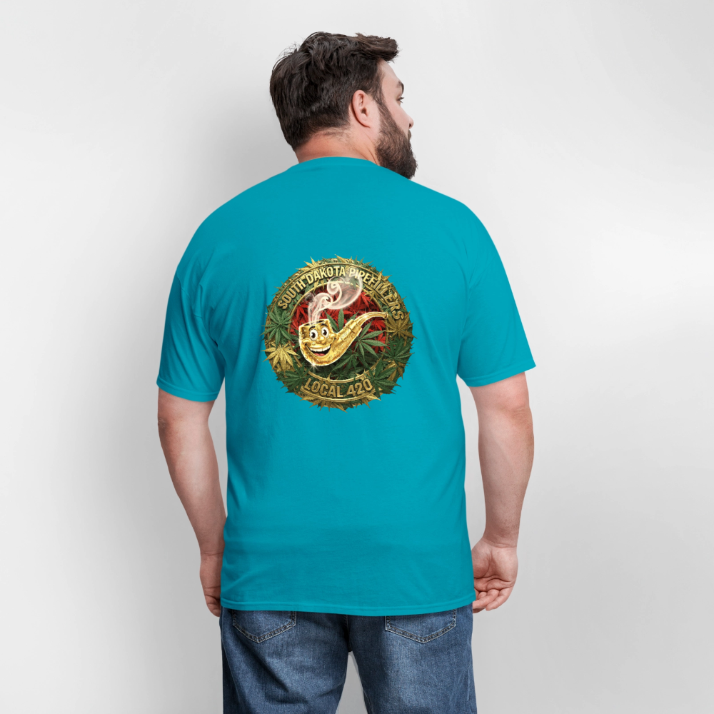 SOUTH DAKOTA PIPEFILLERS LOCAL 420  F/B DESIGN Men's T-Shirt - turquoise