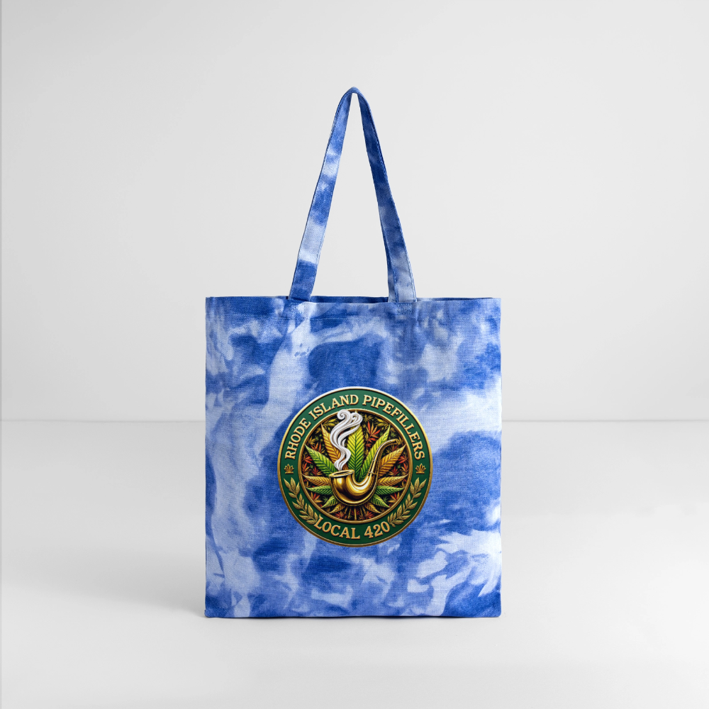 RHODE ISLAND PIPEFILLERS LOCAL 420 Tie Dye Tote Bag - cloudy blue