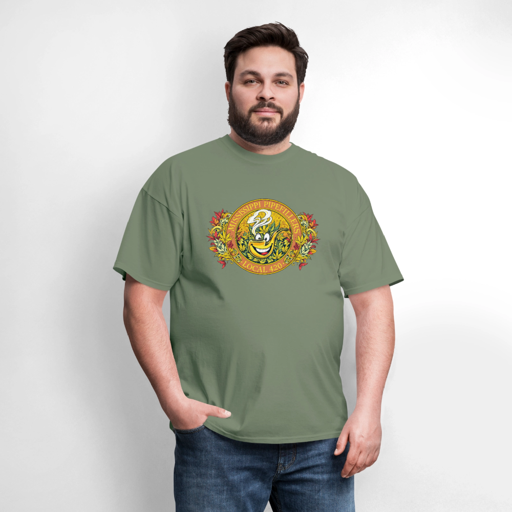 MISSISSIPPI PIPEFILLERS LOCAL 420 F/B DESIGNS Men's T-Shirt - military green