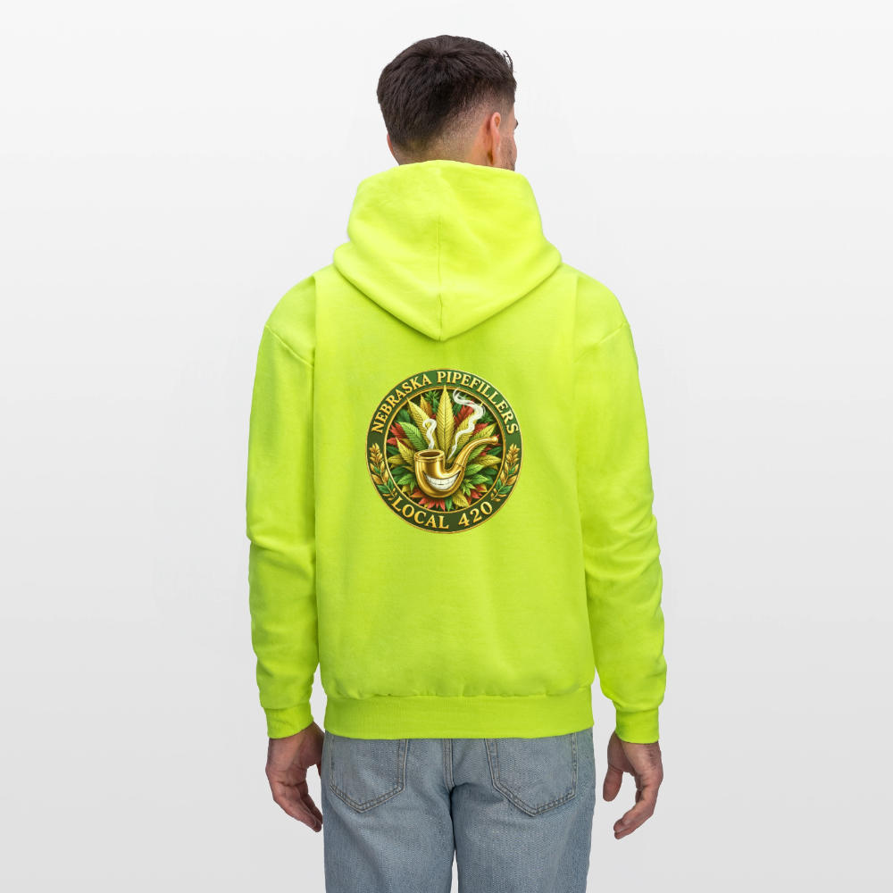 NEBRASKA PIPEFILLERS LOCAL 420 F/B DESIGNS Men's Hoodie - safety green
