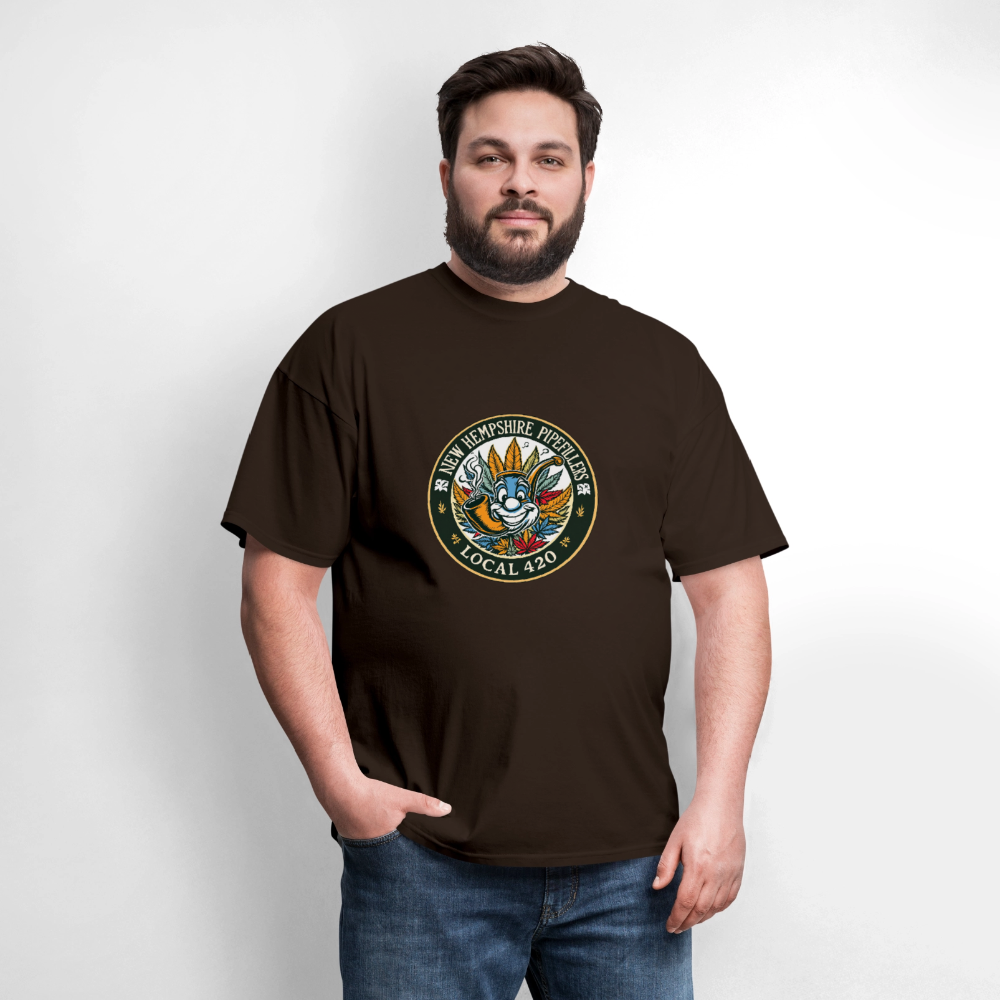 NEW HEMPSHIRE PIPEFILLERS LOCAL 420 Men's T-Shirt - brown