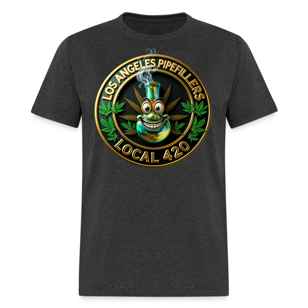 LOS ANGLES PIPEFILLERS LOCAL 420 Men's T-Shirt - heather black