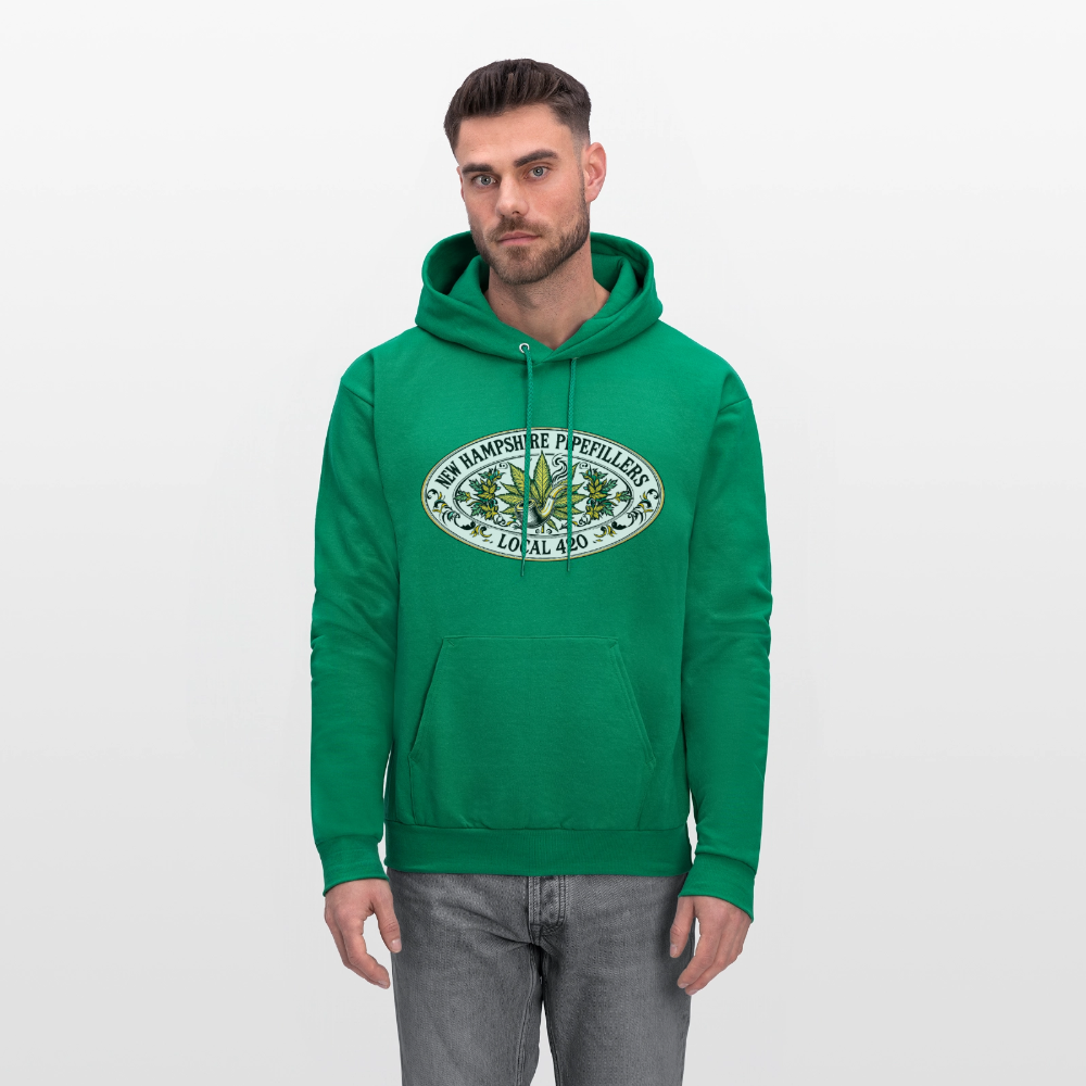 NEW HAMPSHIRE PIPEFILLERS LOCAL 420 2 EMBLEM Men's Hoodie - kelly green
