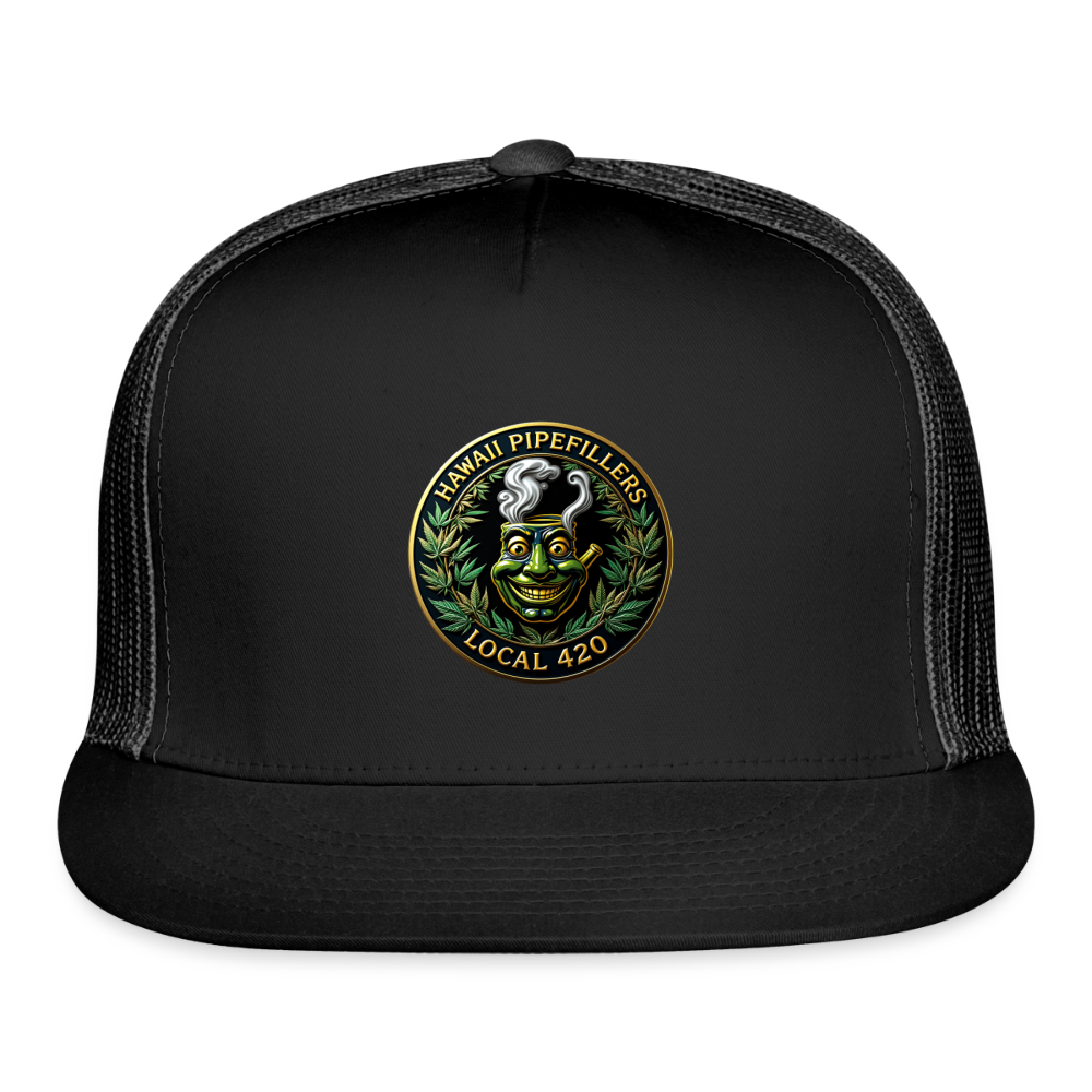 HAWAII PIPEFILLERS LOCAL 420 Trucker Hat - black/black