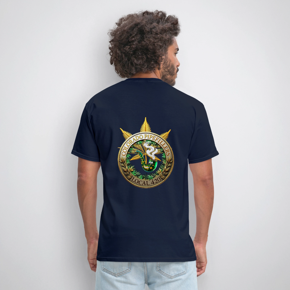COLORADO PIPEFILLERS LOCAL 420 F/B EMBLEMS Men's T-Shirt - navy