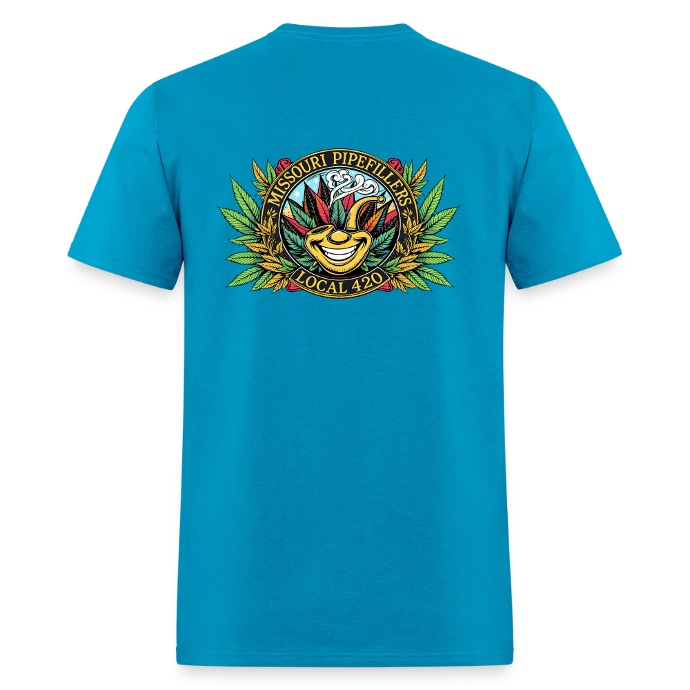 MISSOURI PIPEFILLERS LOCAL 420  F/B DESIGNS  Men's T-Shirt - turquoise