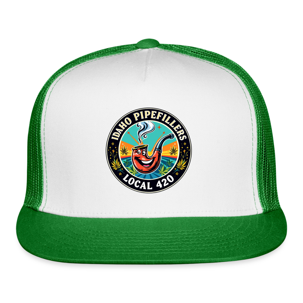 IDAHO PIPEFILLERS LOCAL 420 Trucker Hat - white/kelly green