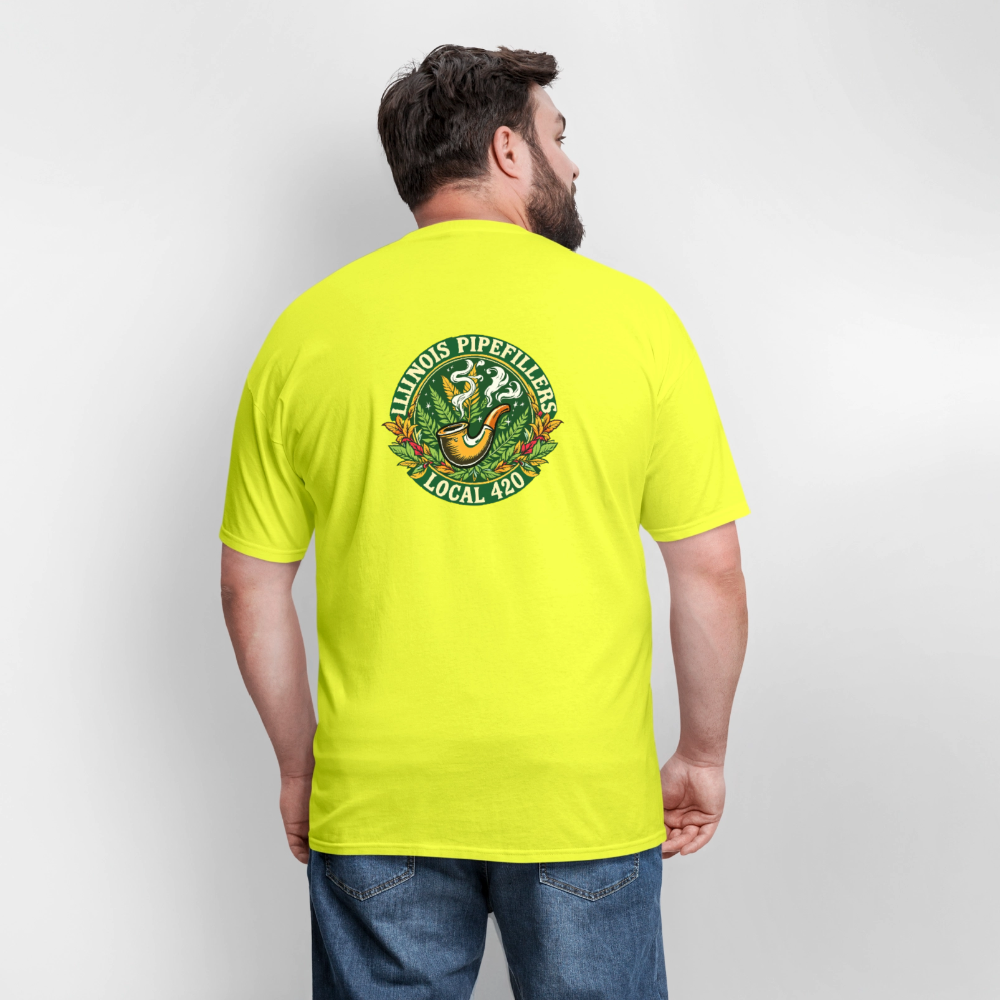ILLINOIS PIPEFILLERS LOCAL 420 F/B DESIGN Men's T-Shirt - safety green