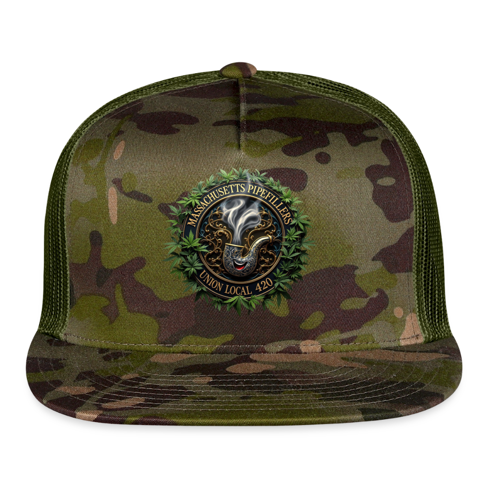 MASSACHUSETTS PIPEFILLERS LOCAL 420 CAMO Trucker Hat - MultiCam\green