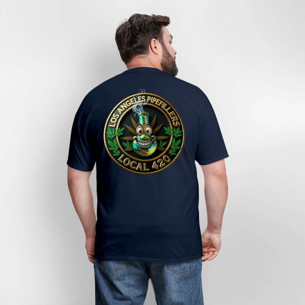 LOS ANGLES PIPEFILLERS LOCAL 420 2 EMBLEM Men's T-Shirt - navy