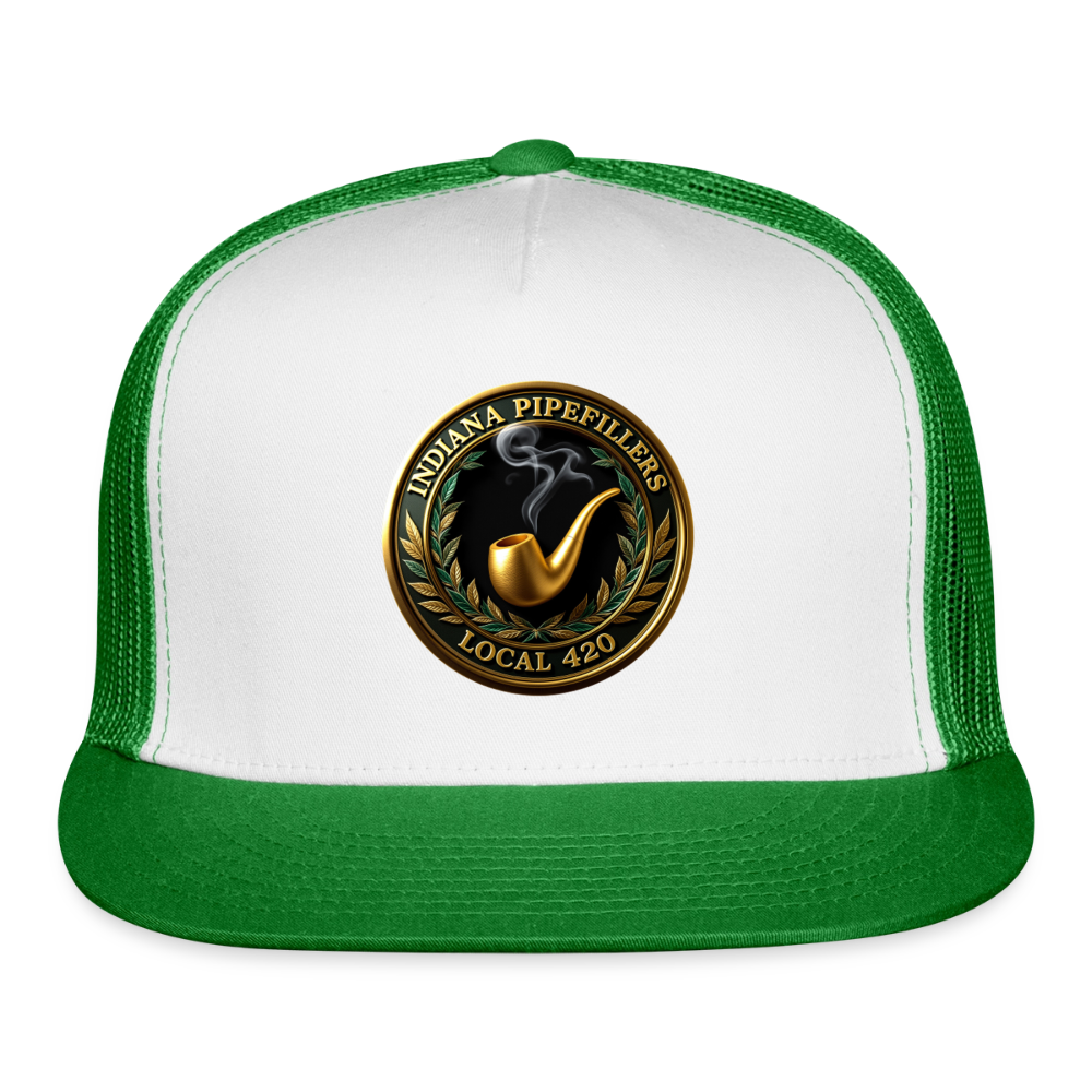 INDIANA PIPEFILLERS LOCAL 420 Trucker Hat - white/kelly green