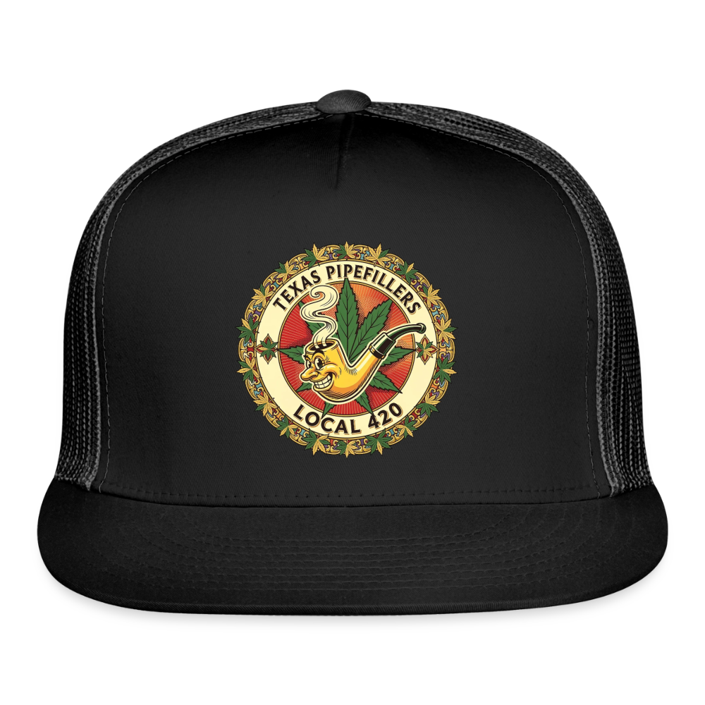 TEXAS PIPEFILLERS LOCAL 420 Trucker Hat - black/black