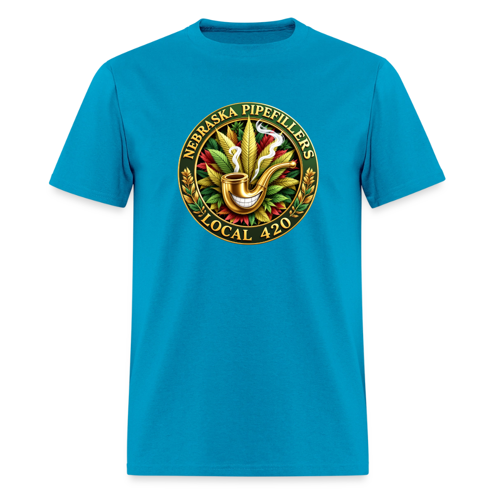 NEBRASKA PIPEFILLERS LOCAL 420 F/B DESIGNS Men's T-Shirt - turquoise