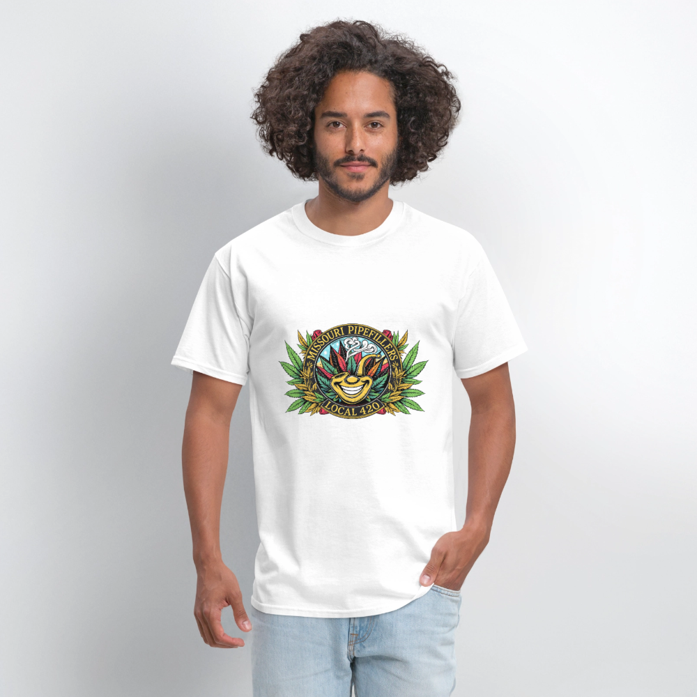 MISSOURI PIPEFILLERS LOCAL 420 Dog Bandana Men's T-Shirt - white