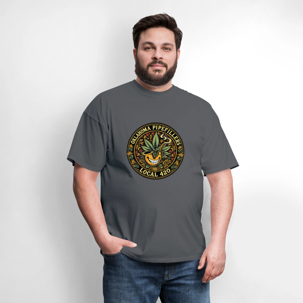 OKLAHOMA PIPEFILLERS LOCAL 420  F/B DESIGNS Men's T-Shirt - charcoal