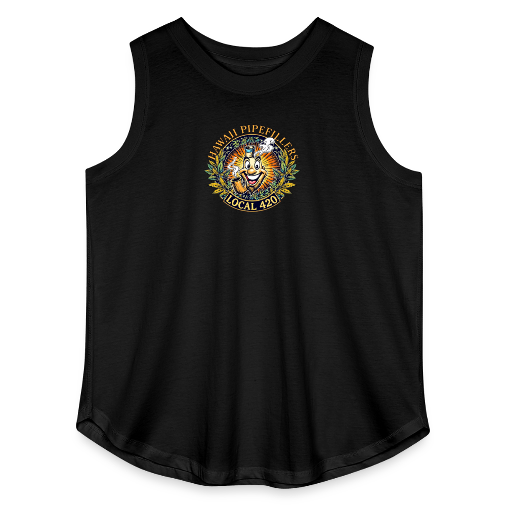 HAWAII PIPEFILLERS LOCAL 420  Women's Curvy Relaxed Tank Top - black