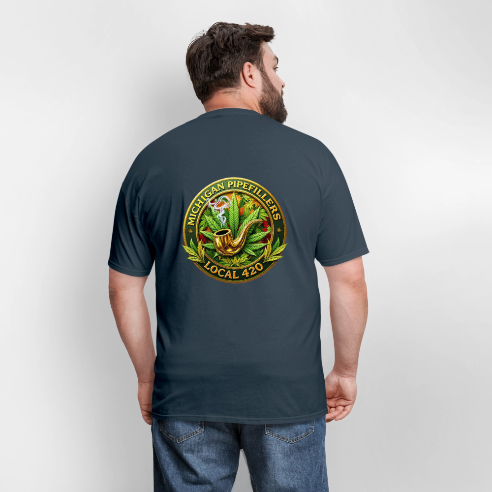 MICHIGAN PIPEFILLERS LOCAL 420 F/B DESIGN Men's T-Shirt -  blue dusk