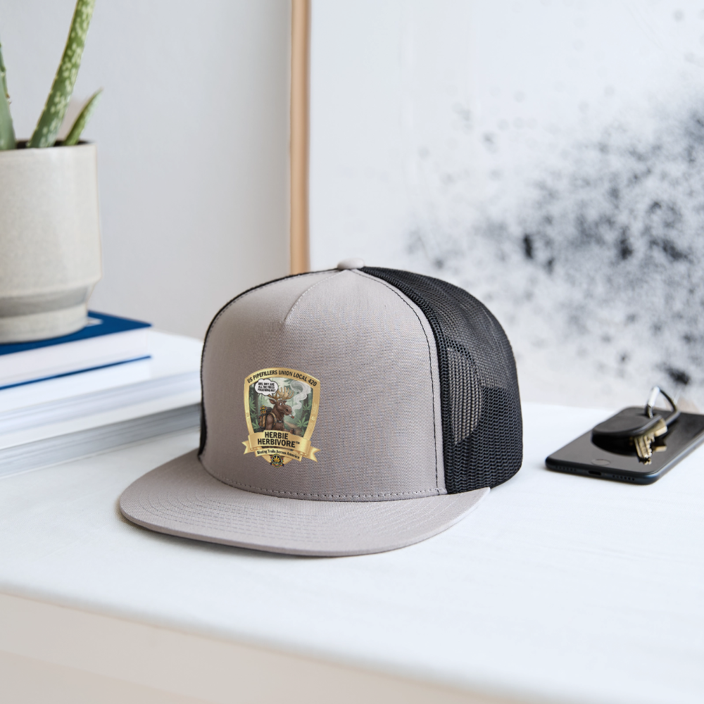 HERBIE HERBIVORE US PIPEFILLERS UNION LOCAL 420 Trucker Hat - gray/black