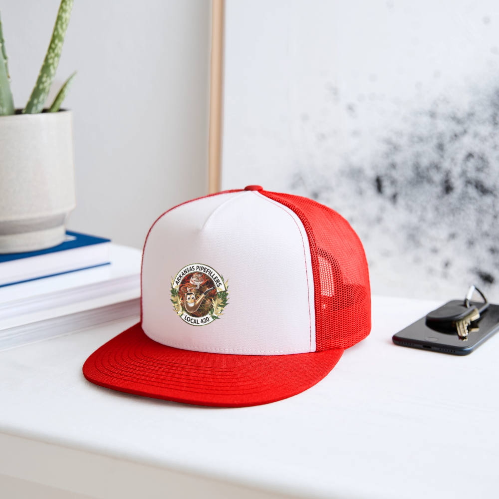 ARKANSAS  PIPEFILLERS LOCAL 420 Trucker Hat - white/red