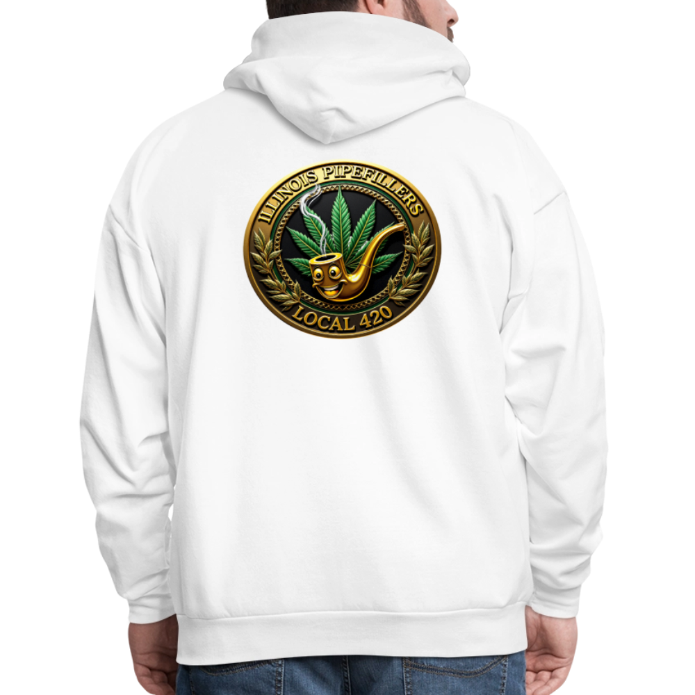 ILLINOIS PIPEFILLERS LOCAL 420 F/B EMBLEMS Men's Hoodie - white