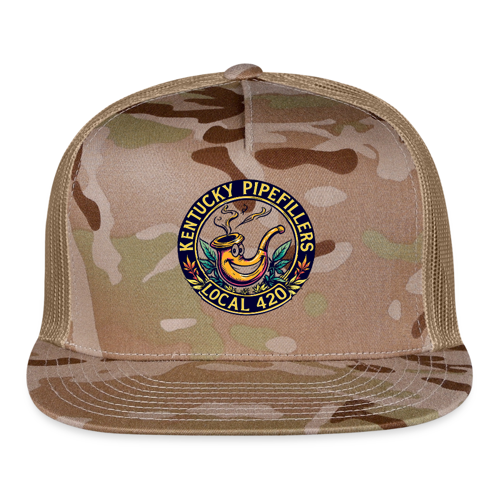 KENTUCK YPIPEFILLERS LOCAL 420 CAMO Trucker Hat - MultiCam\tan
