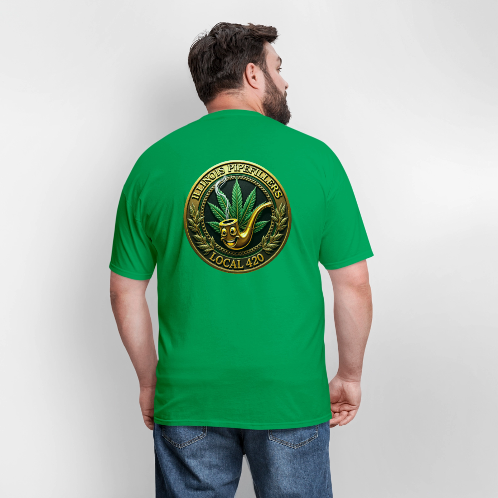 ILLINOIS PIPEFILLERS LOCAL 420 F/B DESIGN Men's T-Shirt - bright green