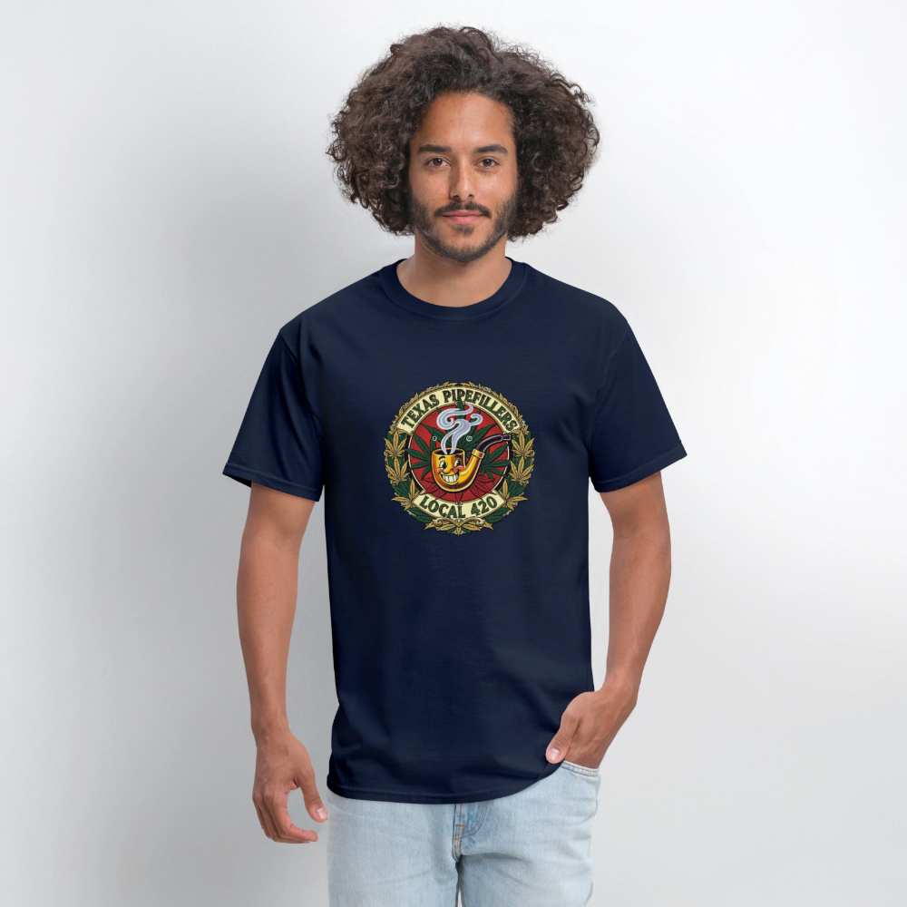 TEXAS PIPEFILLERS LOCAL 420 F.B DESIGN Men's T-Shirt - navy