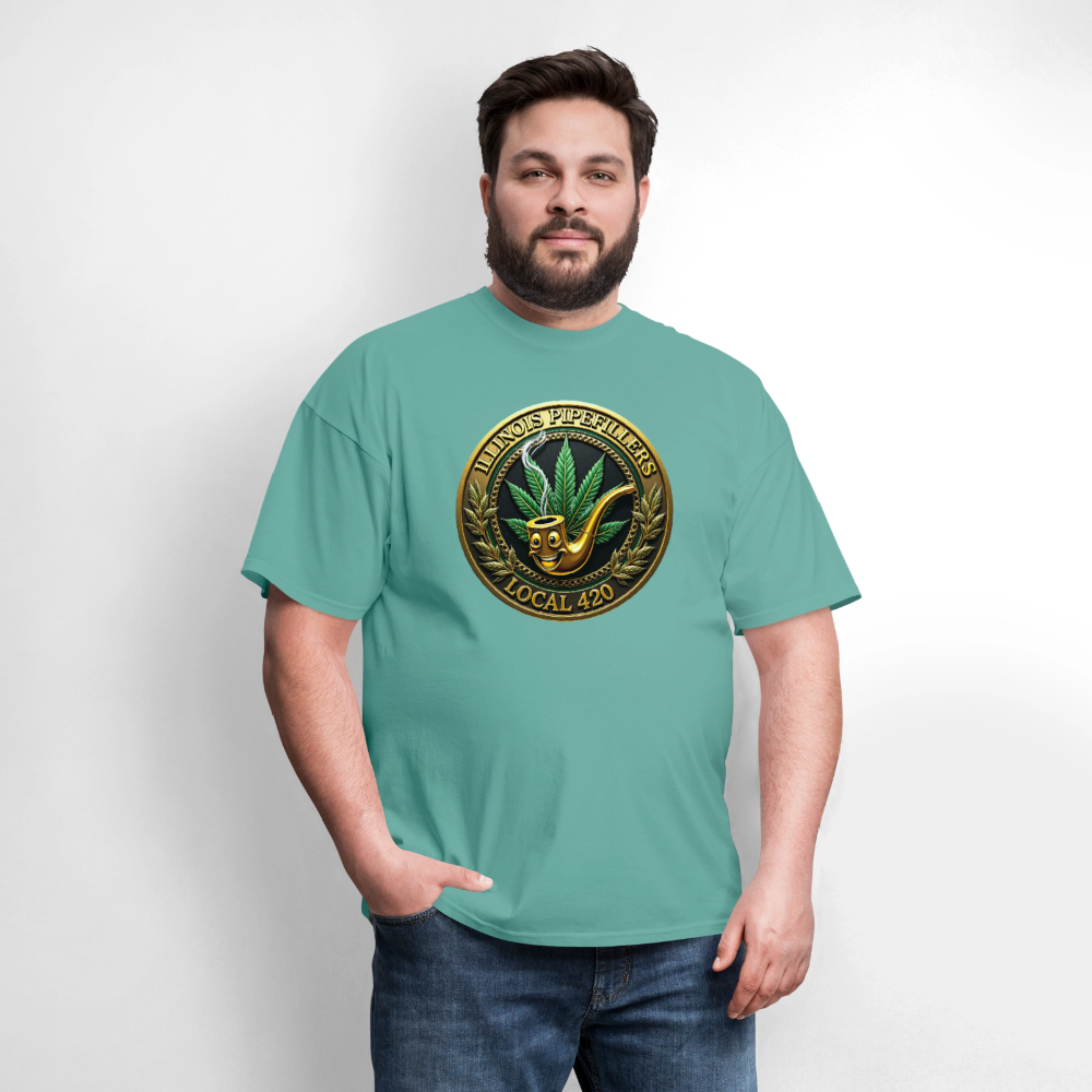 ILLINOIS PIPEFILLERS LOCAL 420 F/B EMBLEMS Men's T-Shirt - aquatic