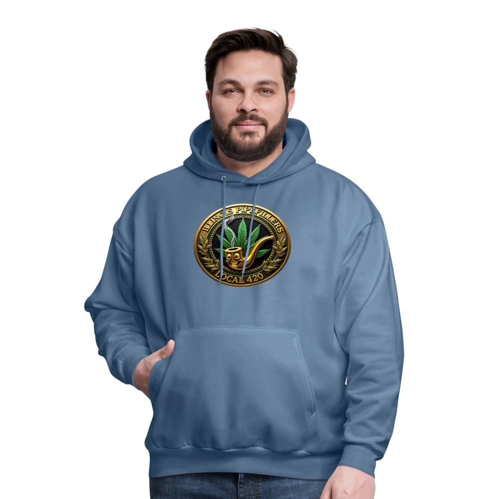ILLINOIS PIPEFILLERS LOCAL 420 F/B EMBLEMS Men's Hoodie - denim blue