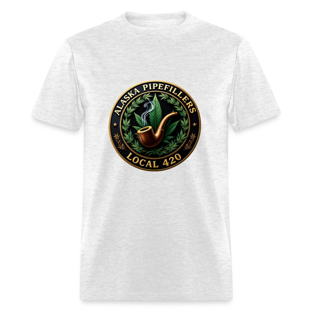 ALASKA PIPEFILLERS LOCAL 420 F/B DESIGN Men's T-Shirt - light heather gray