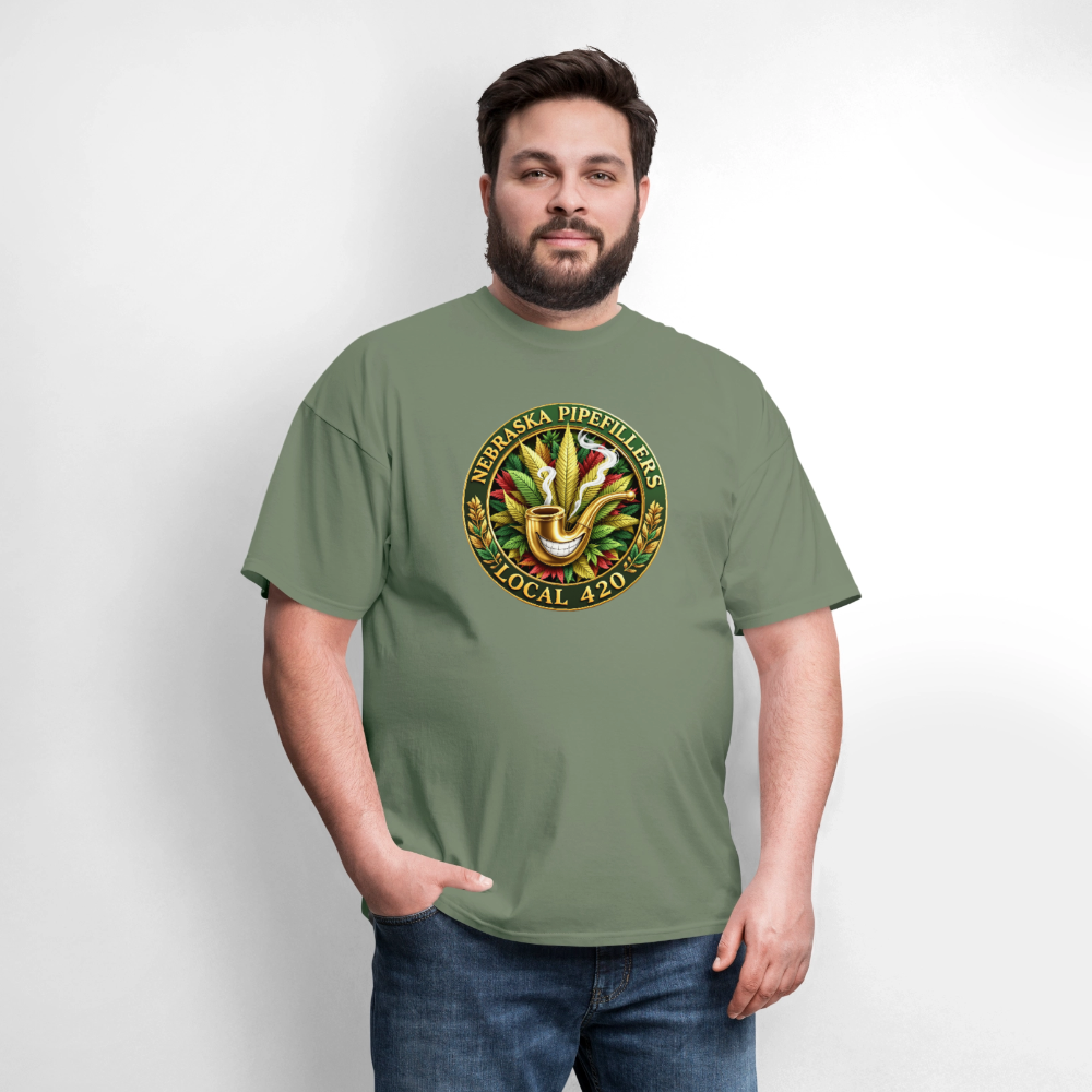 NEBRASKA PIPEFILLERS LOCAL 420 F/B DESIGNS Men's T-Shirt - military green