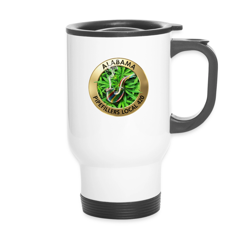 ALABAMA -PIPEFILLERS LOCAL 420 14 oz Stainless Steel Travel Mug - white