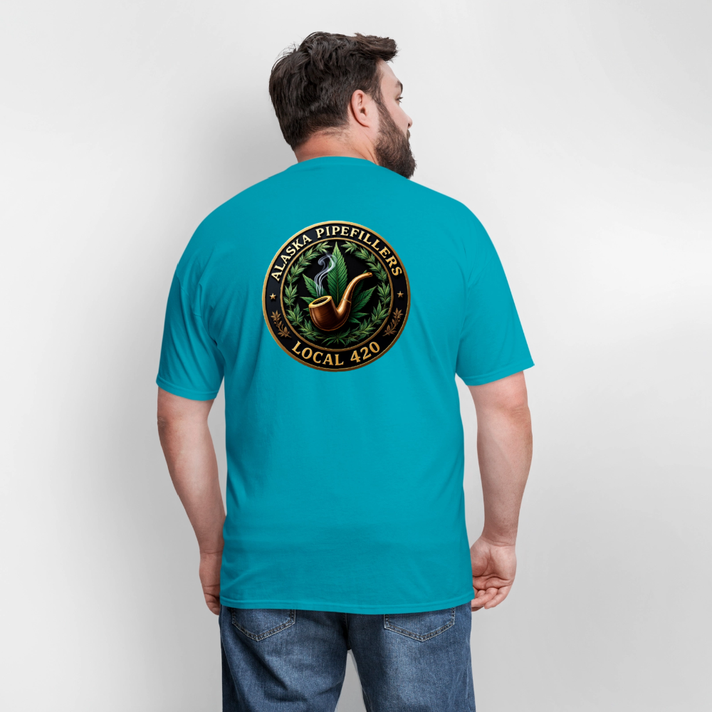 ALASKA PIPEFILLERS LOCAL 420 F/B DESIGN Men's T-Shirt - turquoise