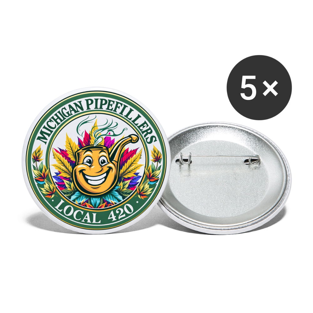 MICHIGAN PIPEFILLERS LOCAL 420 Union Buttons small 1'' (5-pack) - white