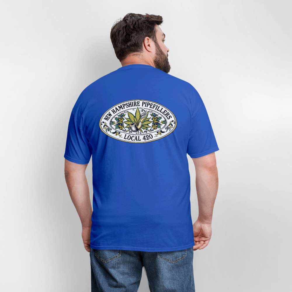 NEW HAMPSHIRE PIPEFILLERS LOCAL 420 2 EMBLEM Men's T-Shirt - royal blue