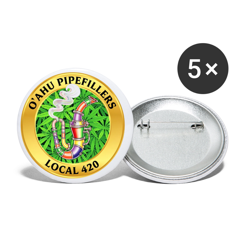 O'AHU PIPEFILLERS LOCAL 420 Union Buttons small 1'' (5-pack) - white
