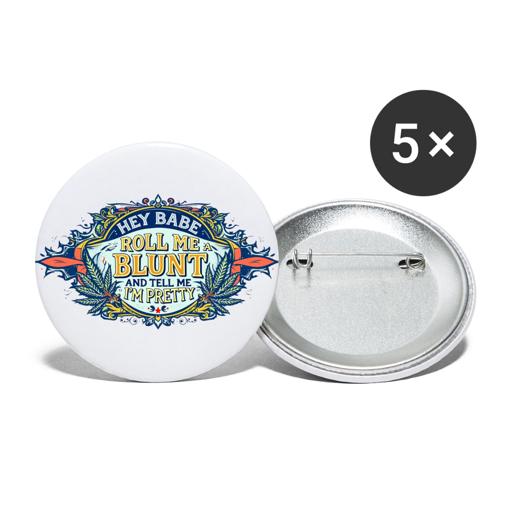 HEY BABE ROLL ME A BLUNT Union Buttons small 1'' (5-pack)Buttons small 1'' (5-pack) - white