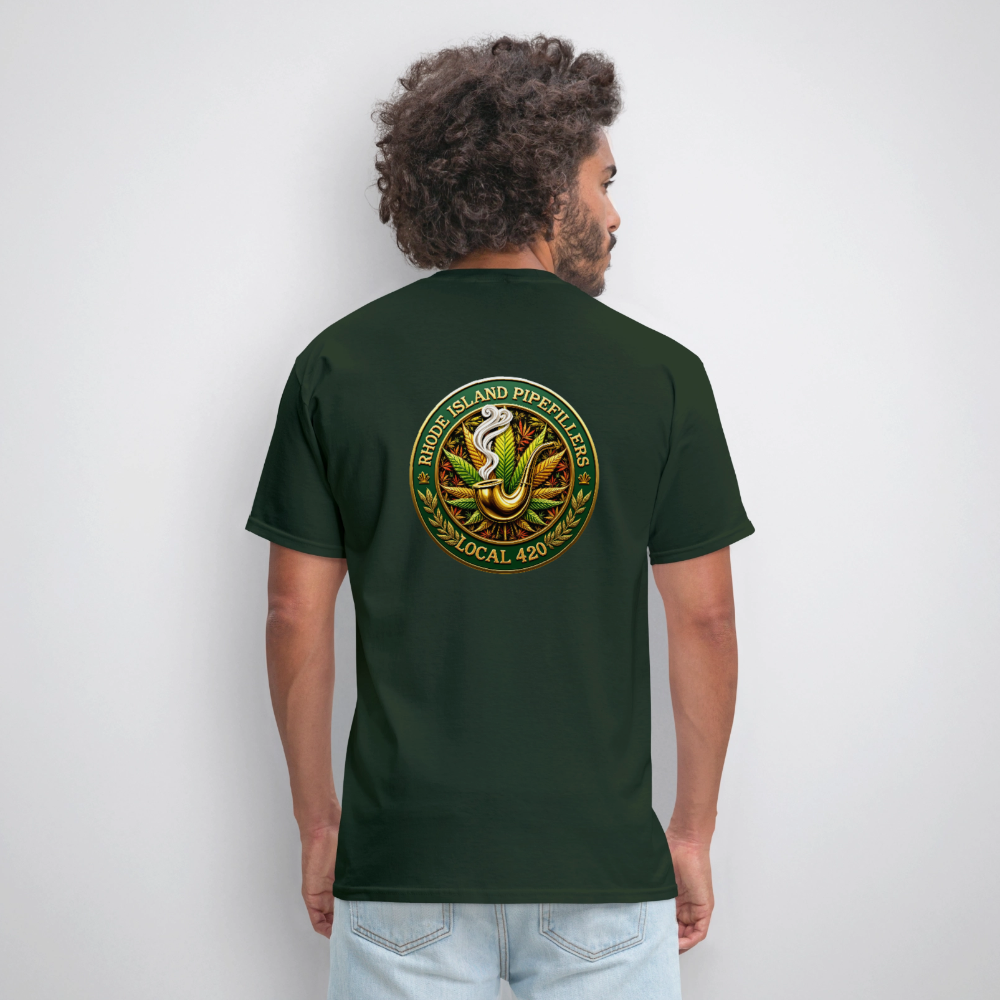 RHODE ISLAND PIPEFILLERS LOCAL 420 F/B DESIGNS Men's T-Shirt - forest green